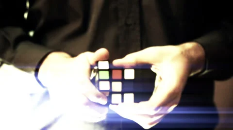 Solving Rubik Cube Puzzle Dreamy Look Stock Footage 38707681