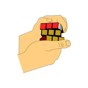 Solving rubik Illustrazione stock