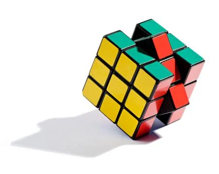 Solving the rubiks cube puzzle Stock Photos