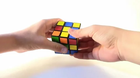 Solving a Rubik's Cube Very Frustrated Stock Footage 42770400