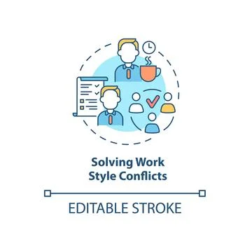 Solving work style conflict concept icon Stock Illustration