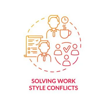 Solving work style conflict red gradient concept icon イラスト素材