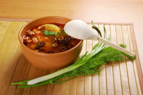 Solyanka on the plate Stock Photos
