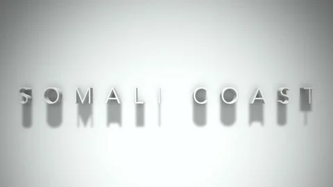 Somali coast 3D title animation white text on a white background Stock Footage 298895437