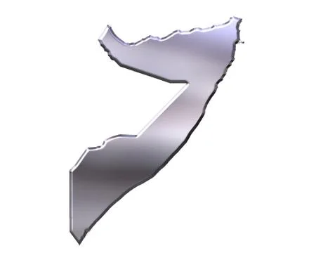 Somalia 3D Silver Map Stock Illustration