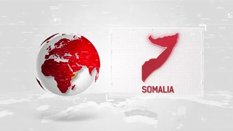 Somalia 4K Tech Map Beside Globe On White Background Stock Footage 338240354