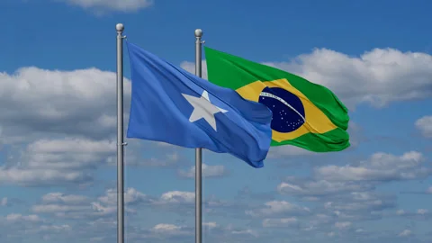 Somalia and Brazil flags Stock Footage 287953528