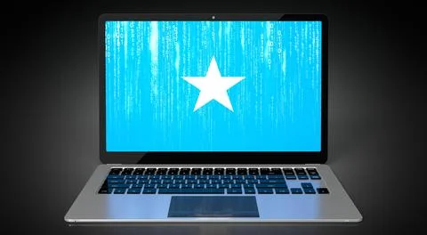 Somalia - country flag and binary code on laptop screen Stock Illustration