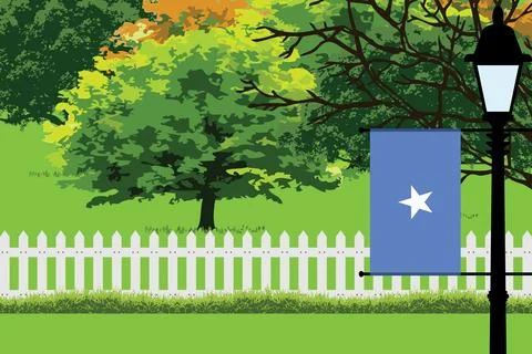 Somalia Day Trees Lamp Vector Illustration Stock Illustration