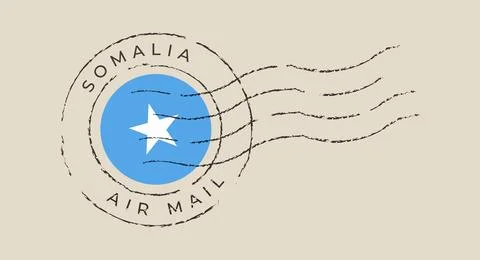 Somalia Flag Circular Postmark with Distressed Air Mail Cancellation Mark, .. Stock Illustration