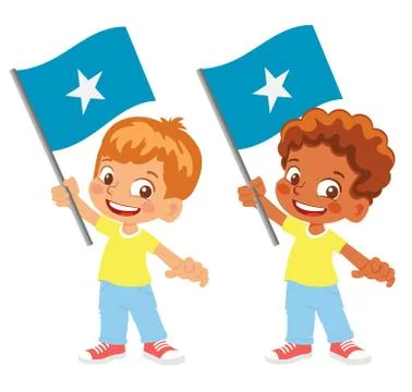 Somalia flag in hand set Stock Illustration