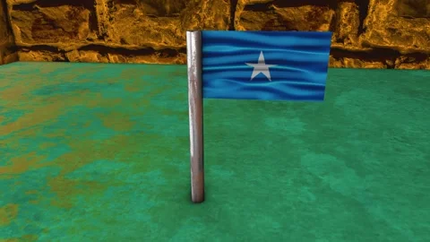 Somalia Flag Post - Orbiting Shot Stock Footage 271024206