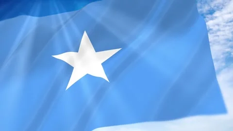 Somalia Flag Seamless Loop 4k 60fps on Sky Background 動画素材 341677962