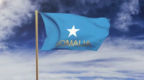 Somalia flag with title waving in the wind. Looping sun rises style.  Animation Stock Footage 48913091