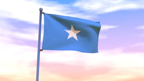 Somalia Flag waving in the high wind Stock Footage 155459195