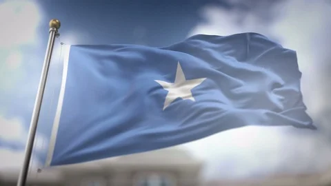 Somalia Flag Waving Slow Motion 3D Rendering Blue Sky Background - Seamless.. Stock Footage 75532731