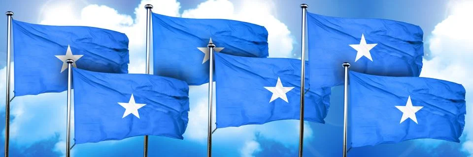 Somalia flags, 3D rendering, on a cloud background Illustrazione stock