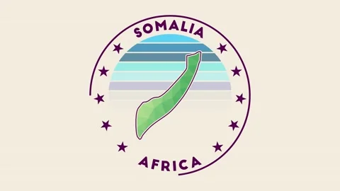 Somalia intro video. Badge with the circular name and map of the country in l... Stock Footage 237264105