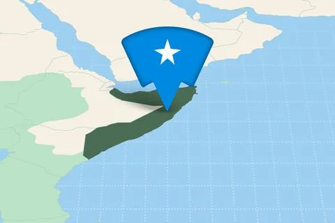 Somalia Location Highlighted on African Map with Flag Icon. Illustration
