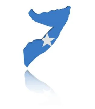 Somalia map flag 3d render with reflection illustration Stock Illustration