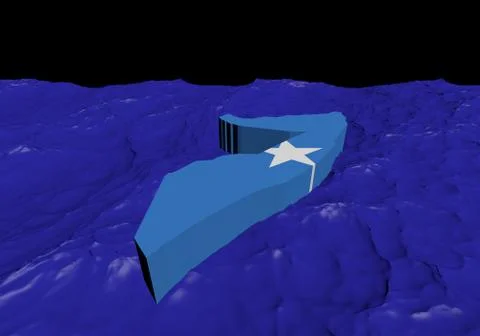 Somalia map flag in abstract ocean illustration Illustrazione stock