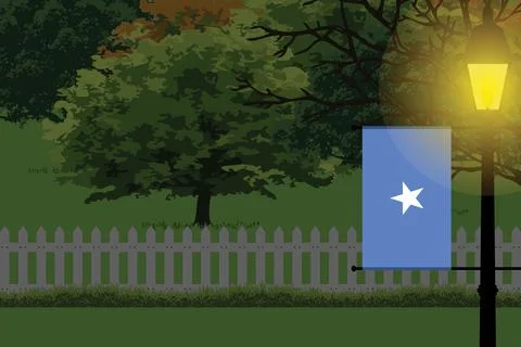 Somalia Night Trees Lamp Vector Illustration Stock Illustration