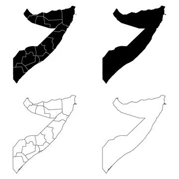 Somalia Outline and Solid Fill Map Set. Stock Illustration