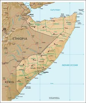 Somalia physiography map Stock Illustration
