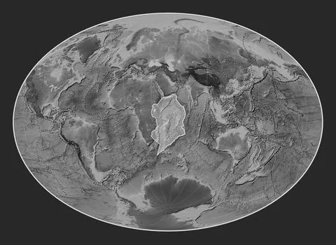 Somalian tectonic plate. Grayscale. Fahey Oblique. Boundaries Stock Illustration