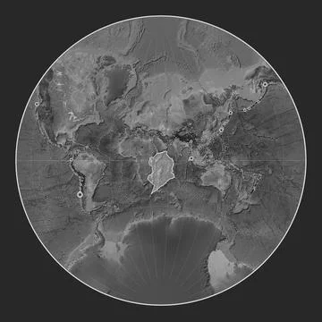 Somalian tectonic plate. Grayscale. Lagrange. Earthquakes and boundaries Stock Illustration