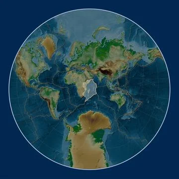 Somalian tectonic plate. Physical. Lagrange Oblique. Boundaries Stock Illustration