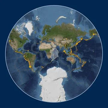 Somalian tectonic plate. Satellite. Lagrange Oblique. Earthquakes and bound.. Stock Illustration