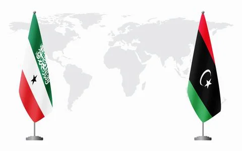 Somaliland and Libya flags for official meeting Stock Illustration