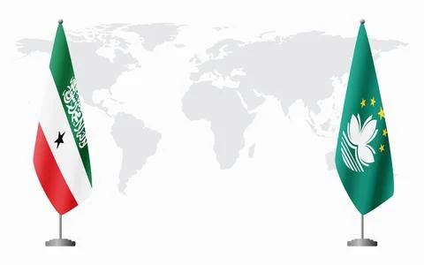Somaliland and Macau flags for official meeting Stock Illustration