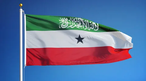 Somaliland flag in slow motion seamlessly looped with alpha Stock Footage 63162553