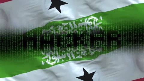 Somaliland flag - Waving flag on matrix binary code background Stock Footage 321420586