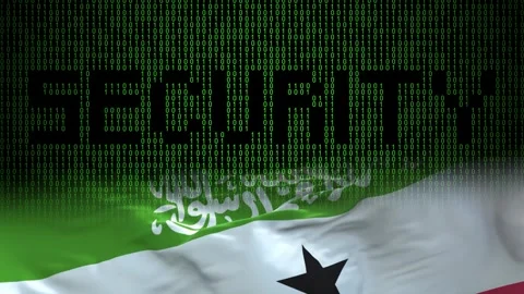 Somaliland flag - Waving flag on matrix binary code background Stock Footage 321422566
