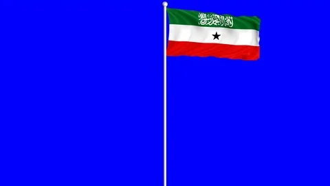 Somaliland Flag Waving Fluttering on Wind Loopable Green Blue Screen Matte Stock-Footage 77571808