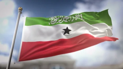 Somaliland Flag Waving Slow Motion 3D Rendering Blue Sky Background - Seaml.. Stock Footage 75533682