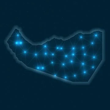 Somaliland network map. Abstract geometric map of the country. Digital conn.. 库存照片