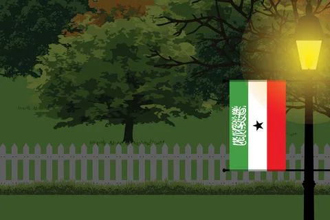 Somaliland Night Trees Lamp Vector Illustration Stock Illustration