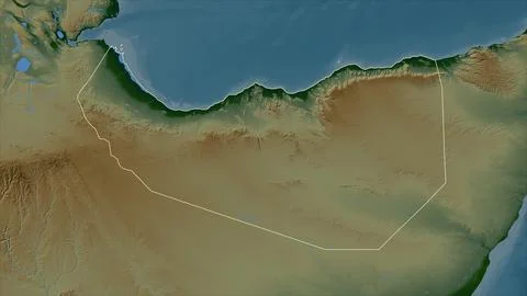 Somaliland outlined on a Colored elevation map with lakes and rivers 스톡 일러스트