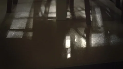 Somber shadows on kitchen floor Video stock 119395386