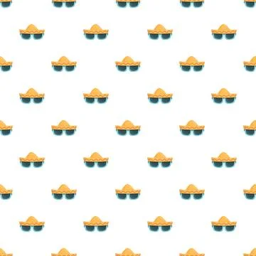 Sombrero and sunglasses seamless pattern celebrating mexican holiday Stock Illustration