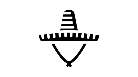 Sombrero hat cap glyph icon animation Stock Footage 326744244