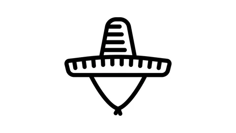 Sombrero hat cap line icon animation Stock Footage 326762118