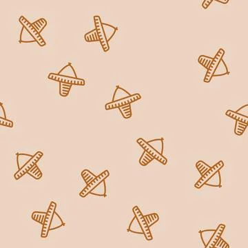 Sombrero hat cap line vector seamless pattern Stock Illustration
