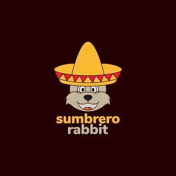 Sombrero hat with rabbit logo design Stock Illustration
