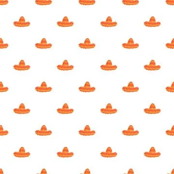 Sombrero hat seamless pattern on white background Stock Illustration