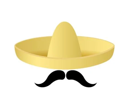 Sombrero hat vector. mustache. mexican concept. Stock Illustration